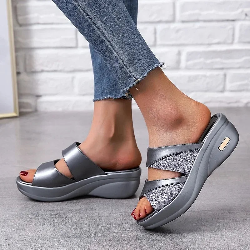 Thérèse Glitter Wedge Sandalen